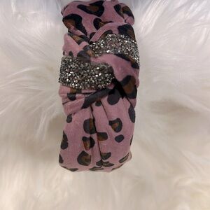 Pink Leopard Knot Headband